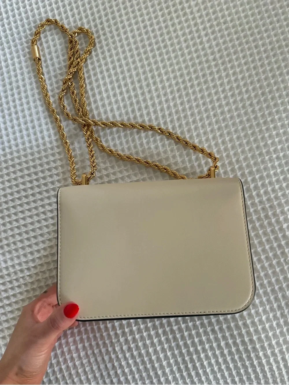 Tory Burch Cream Leather Crossbody with Gold Hardware